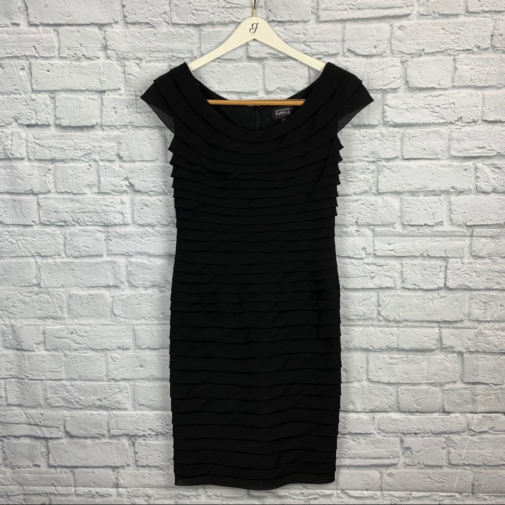 Adrianna Papell tiered black dress